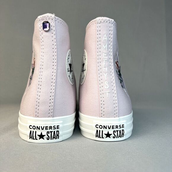 New Converse Chuck Taylor High Top Pink Barely Rose Embroidered Gems Sz 8 w/ Box - Picture 14 of 16